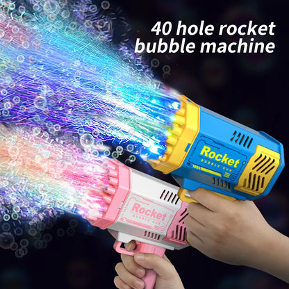 40 hole handheld massive foaming space light bubble machine electric children's toys without battery without bubble water