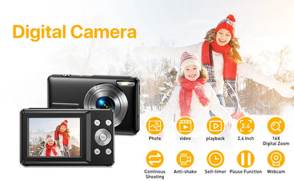 Digital Camera Children Camera for Children Camcorder with 16x Zoom Compact Cameras 1080P 44MP Cameras for Beginner Photography