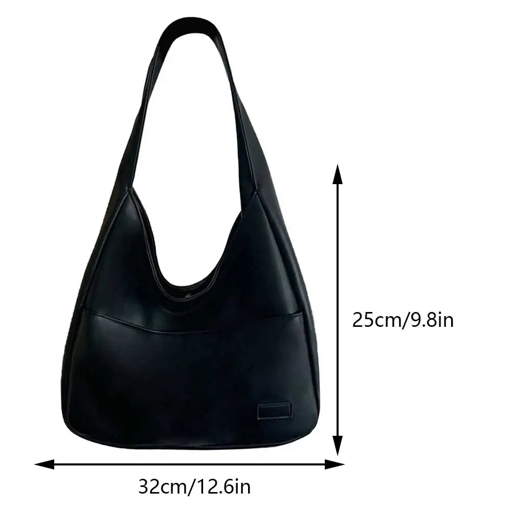 Women PU Leather Shoulder Bag Casual Retro Tote Handbag Large Capacity Top Handle Bag Satchel Armpit Bag Fall Winter Bag