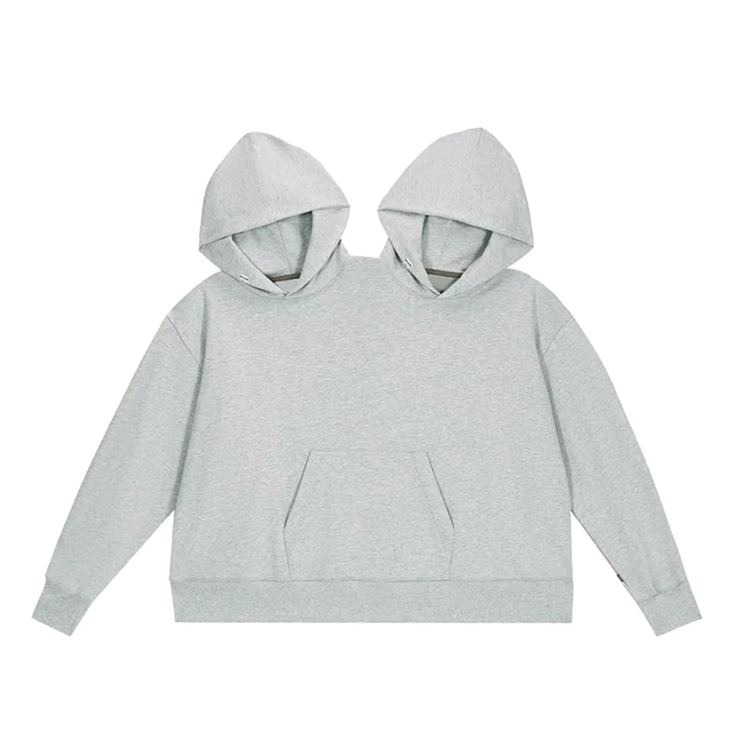 Creative Couple's Double-person Hooded Sweatshirt Loose-fit Solid Color Sweatshirt Intimate Apparel For Two People