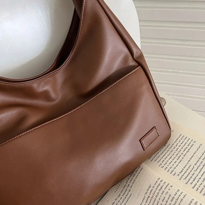 Women PU Leather Shoulder Bag Casual Retro Tote Handbag Large Capacity Top Handle Bag Satchel Armpit Bag Fall Winter Bag