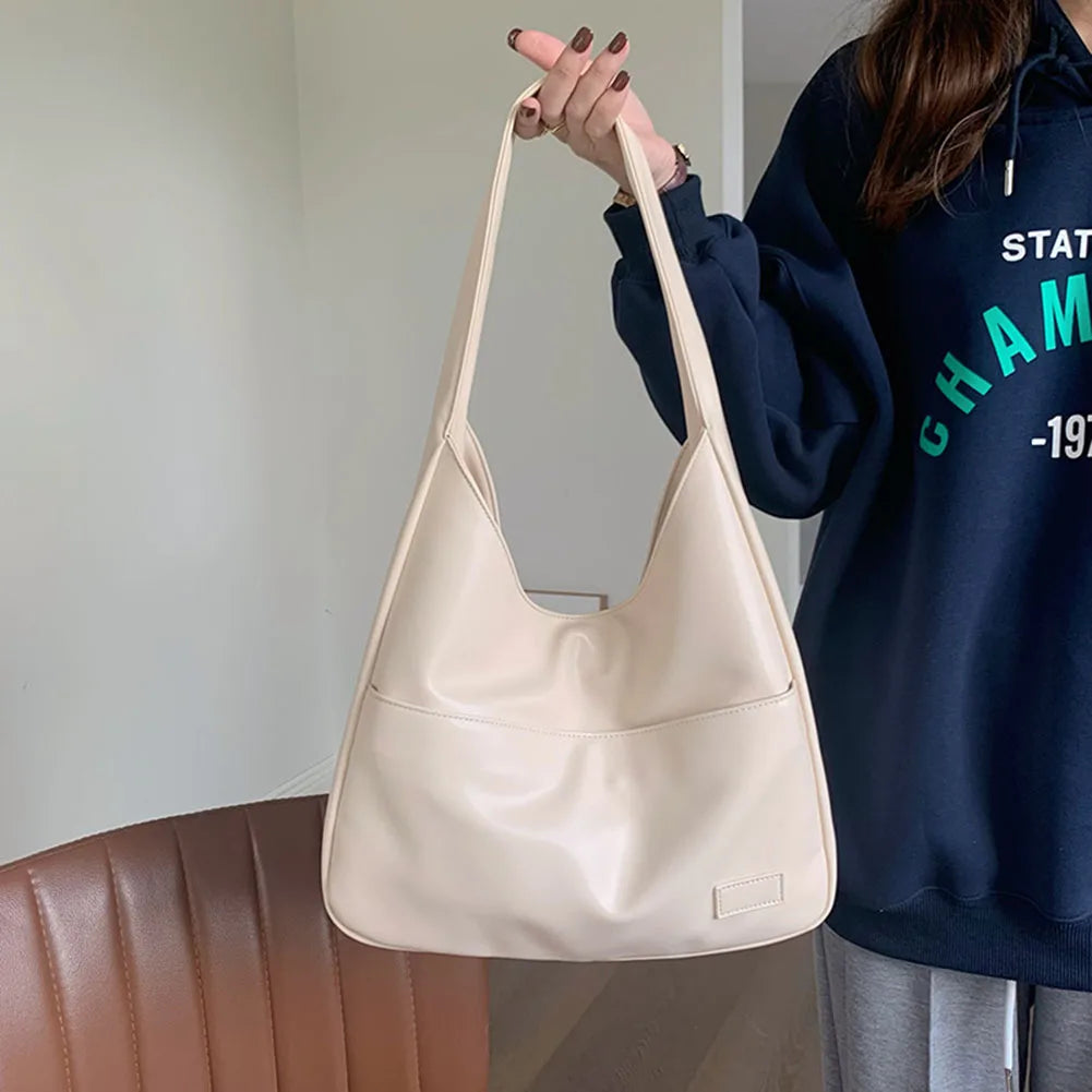 Women PU Leather Shoulder Bag Casual Retro Tote Handbag Large Capacity Top Handle Bag Satchel Armpit Bag Fall Winter Bag