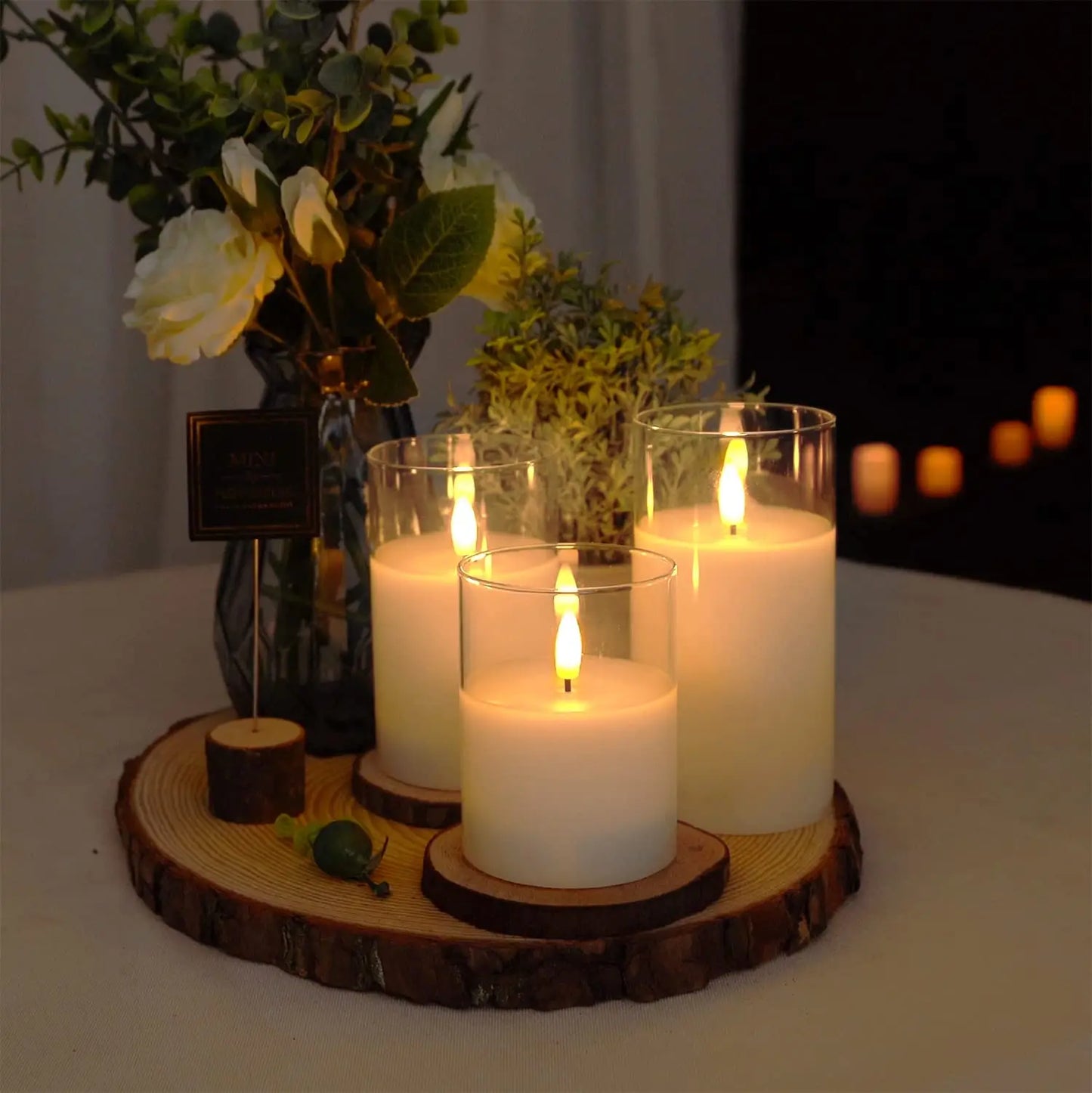 Led Electronic Flameless Candles Light Remote Timer Flickering Lamp Clear Acrylic Glass Battery Powered Wedding Party Christmas