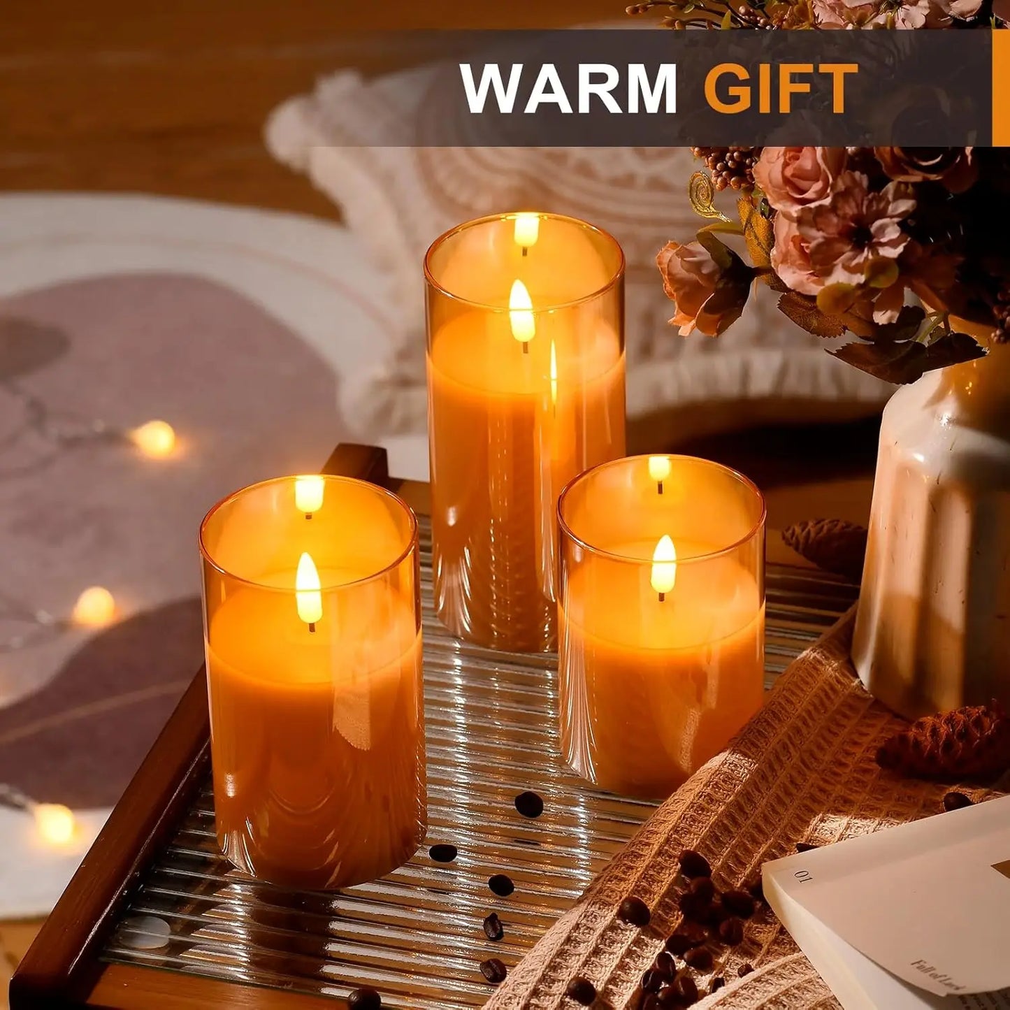 Led Electronic Flameless Candles Light Remote Timer Flickering Lamp Clear Acrylic Glass Battery Powered Wedding Party Christmas