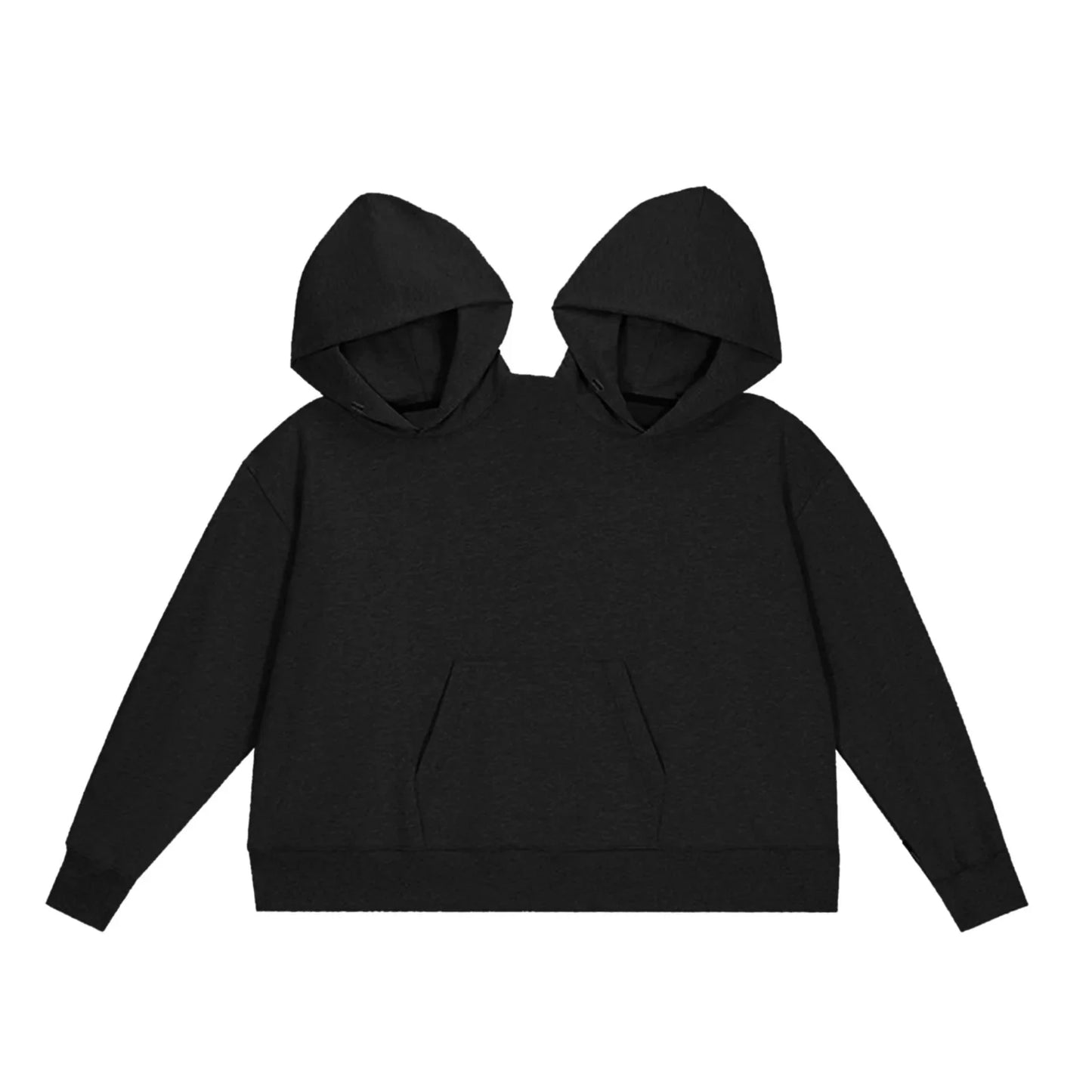 Creative Couple's Double-person Hooded Sweatshirt Loose-fit Solid Color Sweatshirt Intimate Apparel For Two People