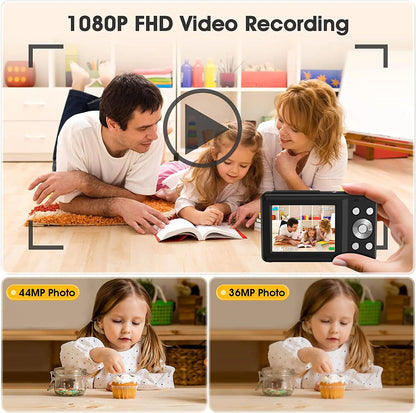 Digital Camera Children Camera for Children Camcorder with 16x Zoom Compact Cameras 1080P 44MP Cameras for Beginner Photography